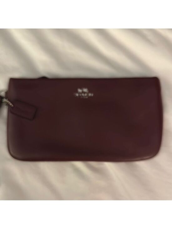 Coach Handbags - Coach Burgundy Leather Clutch Wristlet